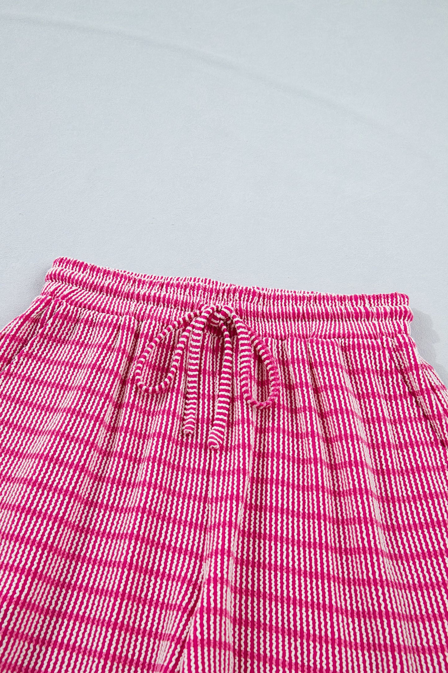 Stripe Corded Knit Tee & Drawstring Short Set