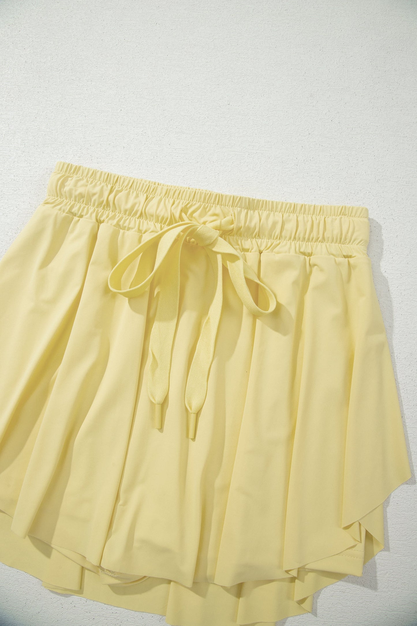 Solid Drawstring Elastic Waist Lined Tennis Skort