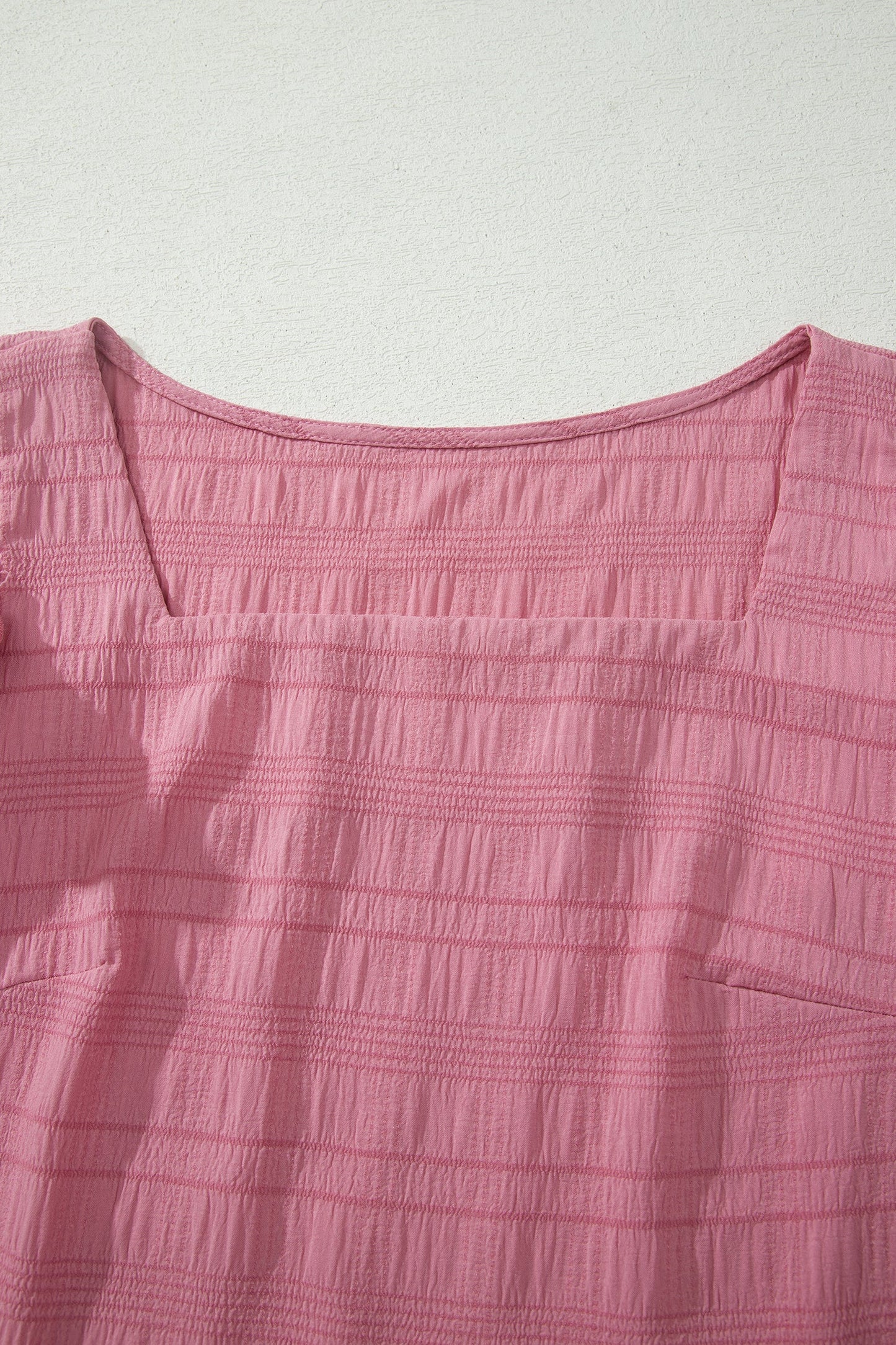Solid Textured Square Neck Top & Shorts Set