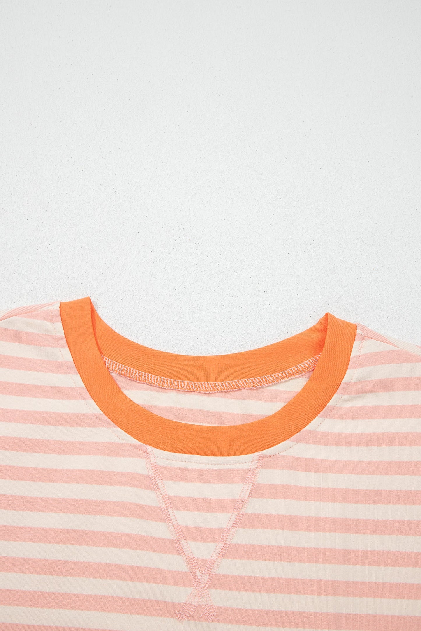 Stripe Contrast Trim Tee & Drawstring Shorts Set