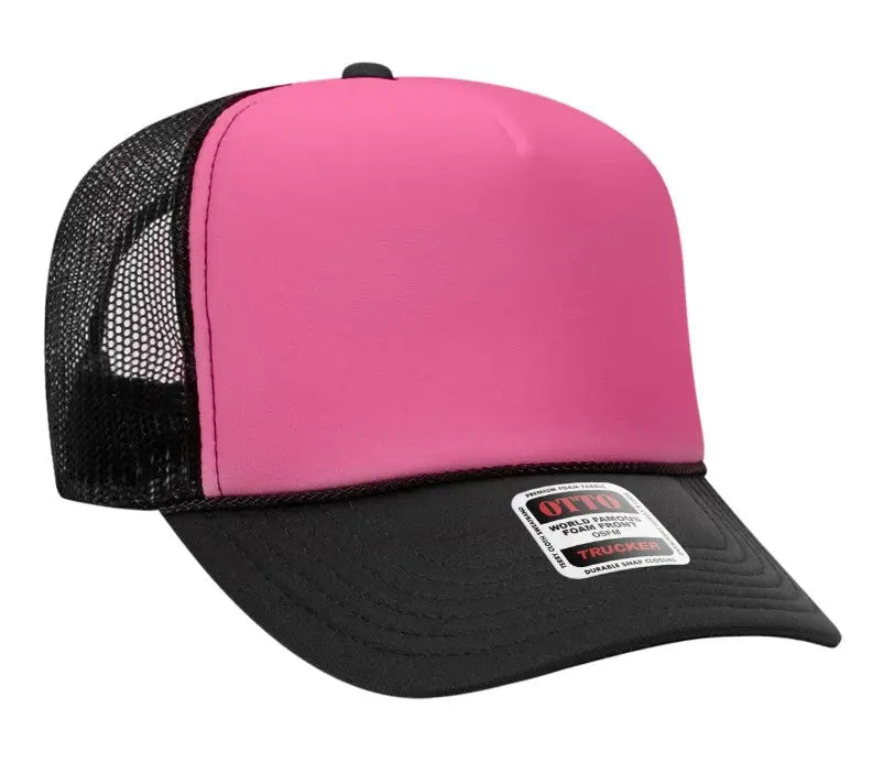 Neon Pink Good Vibes Only Adult Otto Foam Trucker Hat