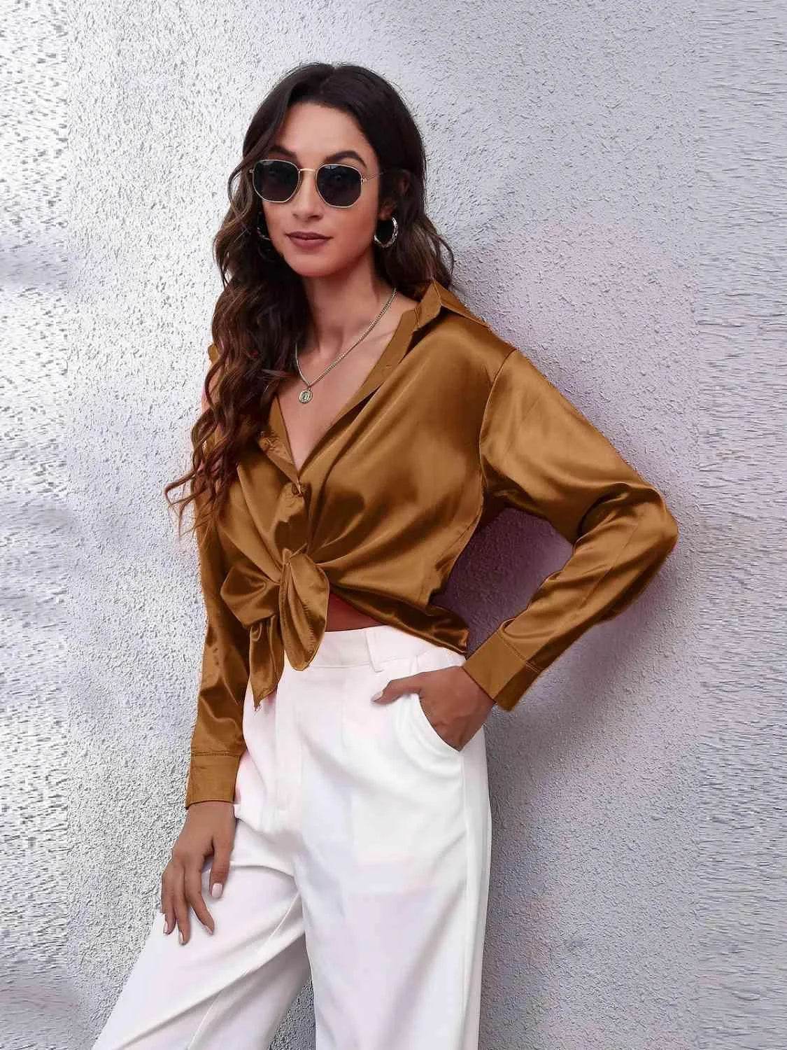Collared Neck Buttoned Long Sleeve Shirt | Classic Everyday Style – Bona Fide Fashion