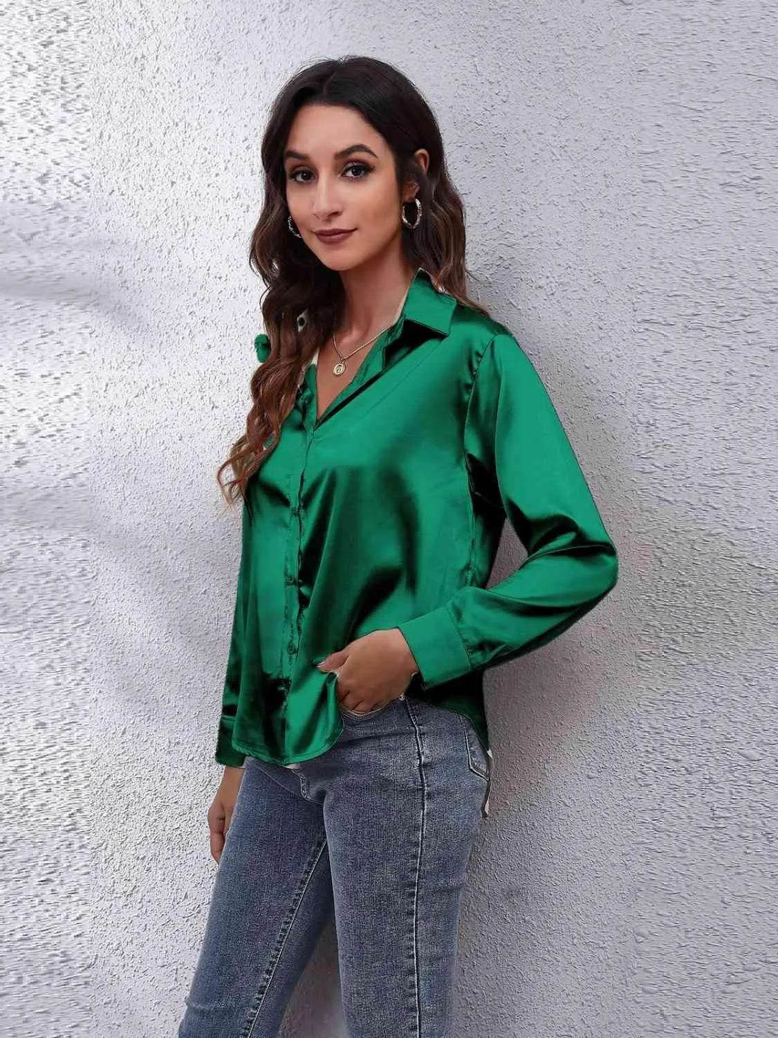 Collared Neck Buttoned Long Sleeve Shirt | Classic Everyday Style – Bona Fide Fashion