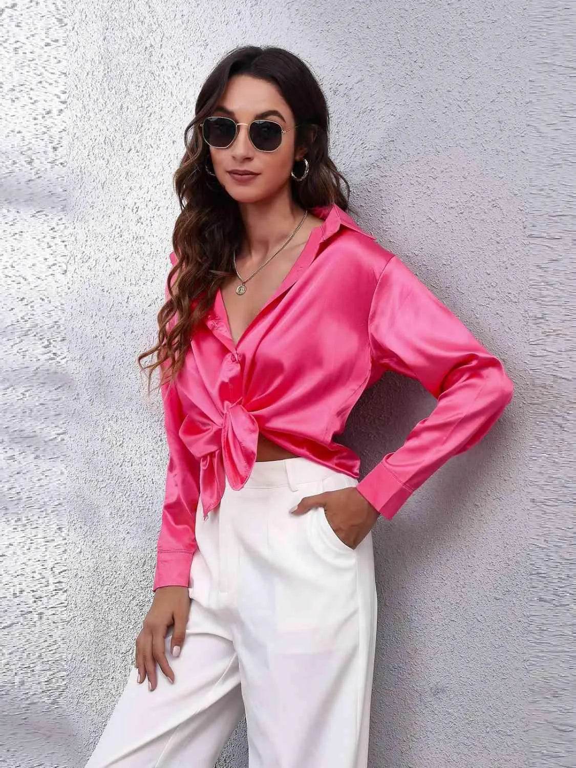 Collared Neck Buttoned Long Sleeve Shirt | Classic Everyday Style – Bona Fide Fashion