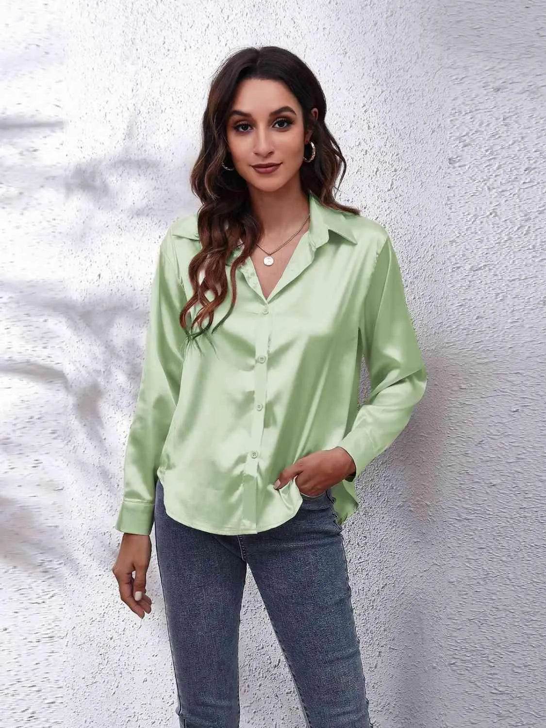 Collared Neck Buttoned Long Sleeve Shirt | Classic Everyday Style – Bona Fide Fashion