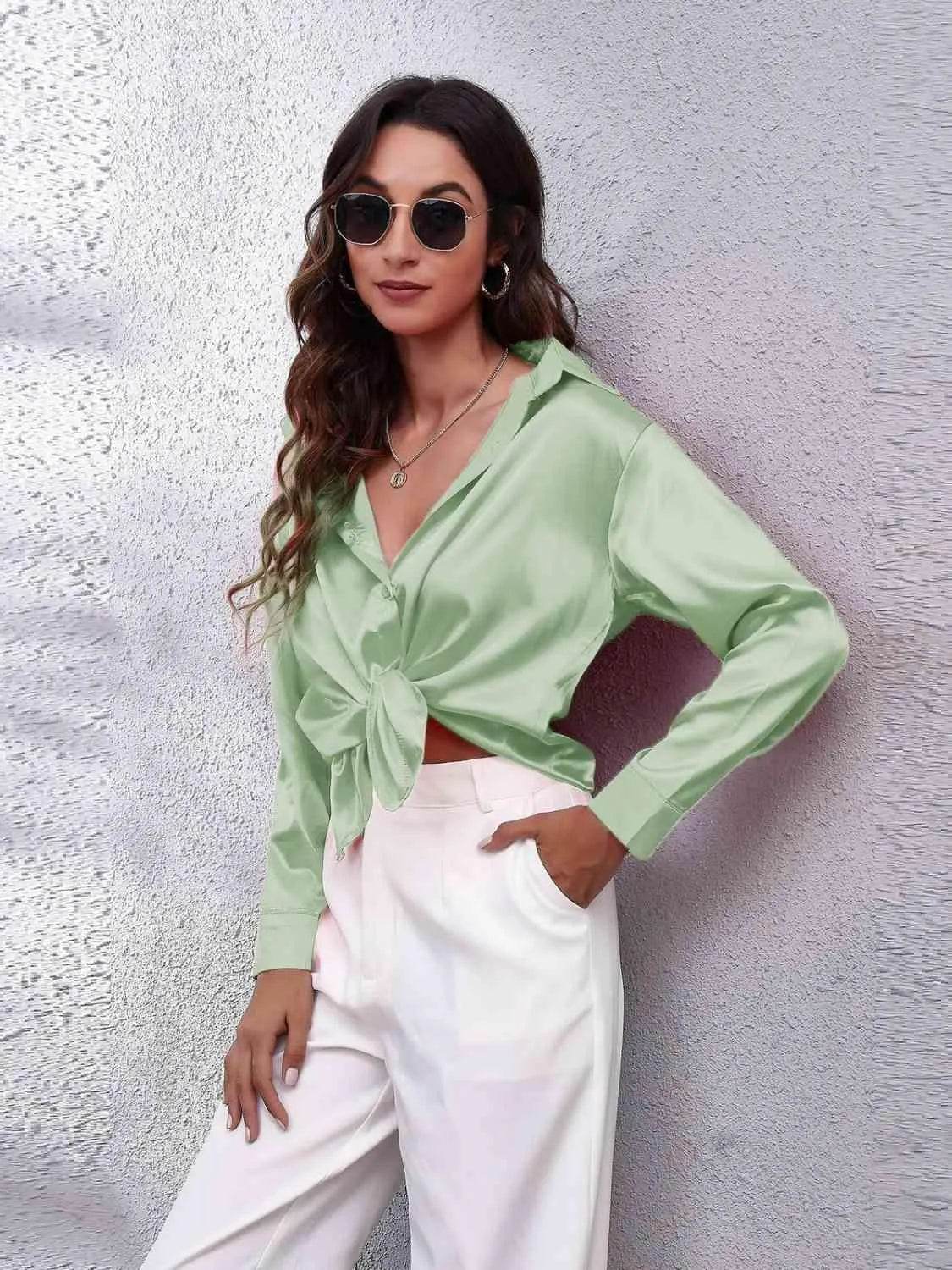 Collared Neck Buttoned Long Sleeve Shirt | Classic Everyday Style – Bona Fide Fashion
