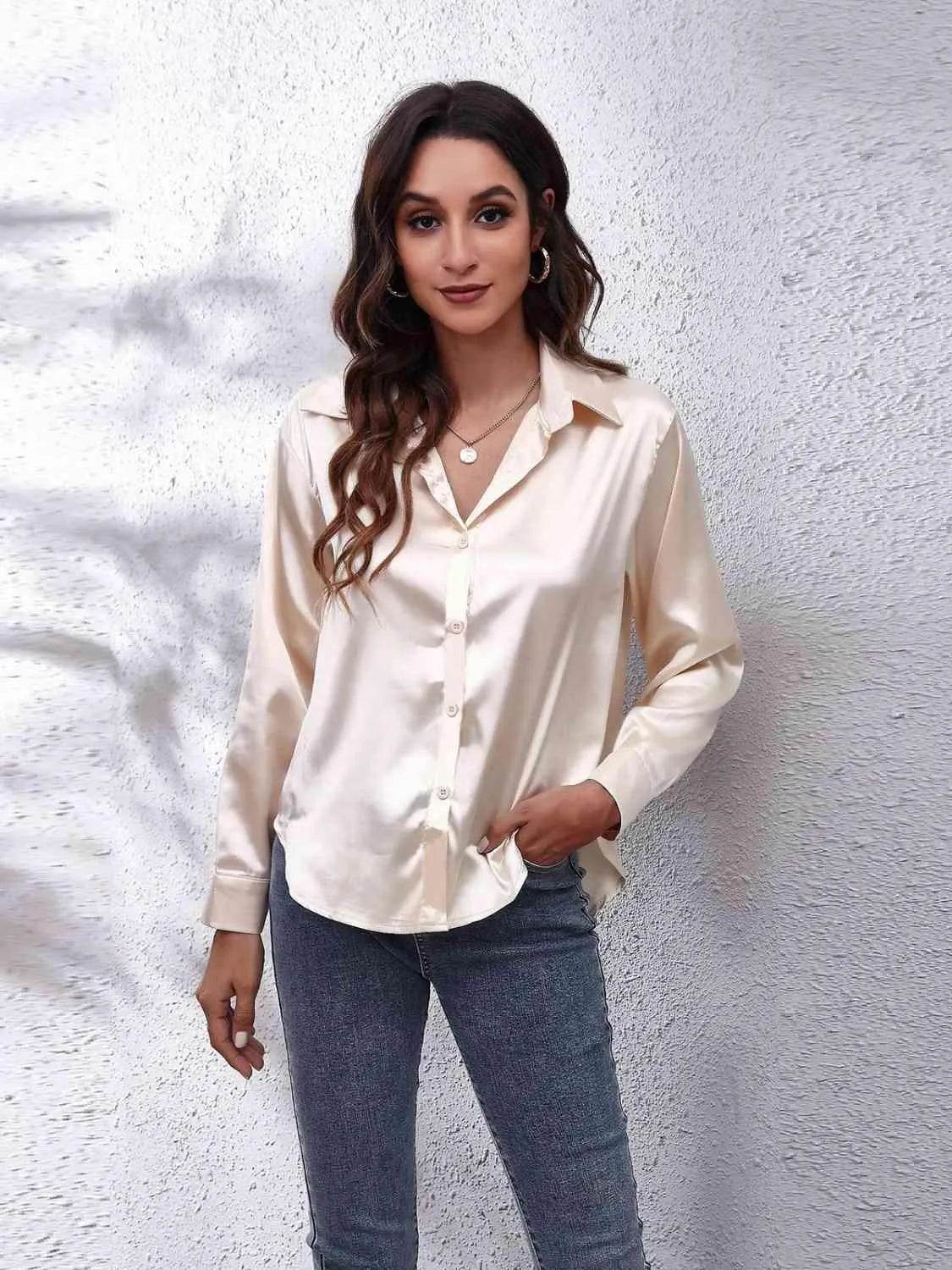 Collared Neck Buttoned Long Sleeve Shirt | Classic Everyday Style – Bona Fide Fashion