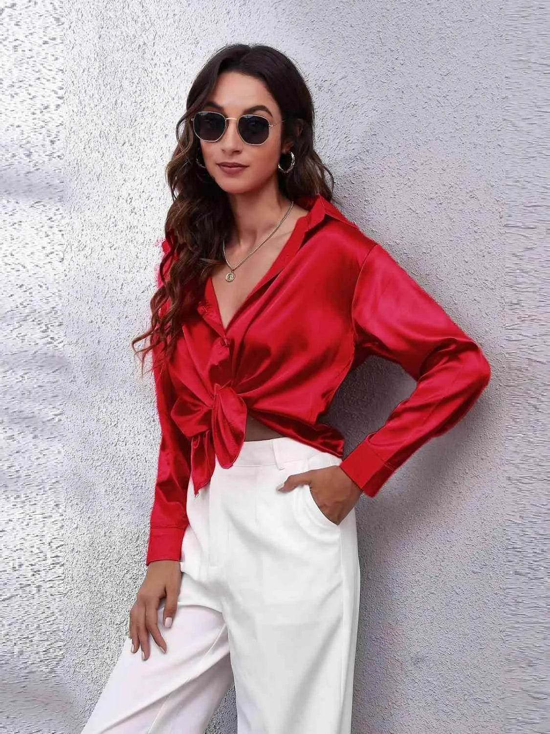 Collared Neck Buttoned Long Sleeve Shirt | Classic Everyday Style – Bona Fide Fashion