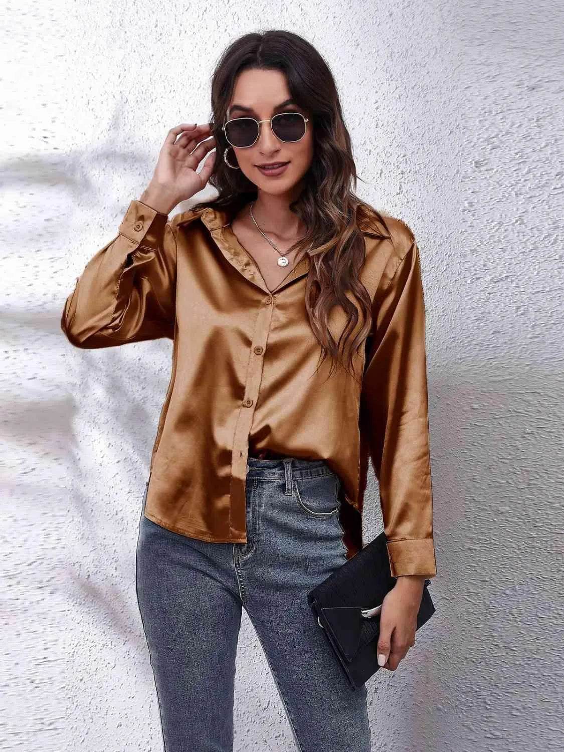 Collared Neck Buttoned Long Sleeve Shirt | Classic Everyday Style – Bona Fide Fashion