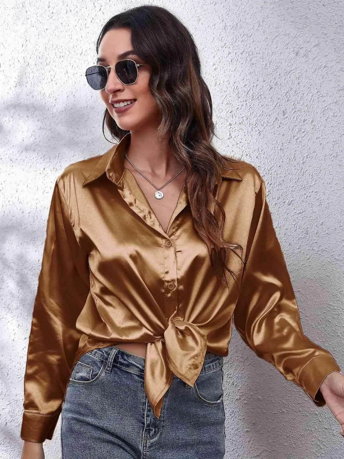 Collared Neck Buttoned Long Sleeve Shirt | Classic Everyday Style – Bona Fide Fashion