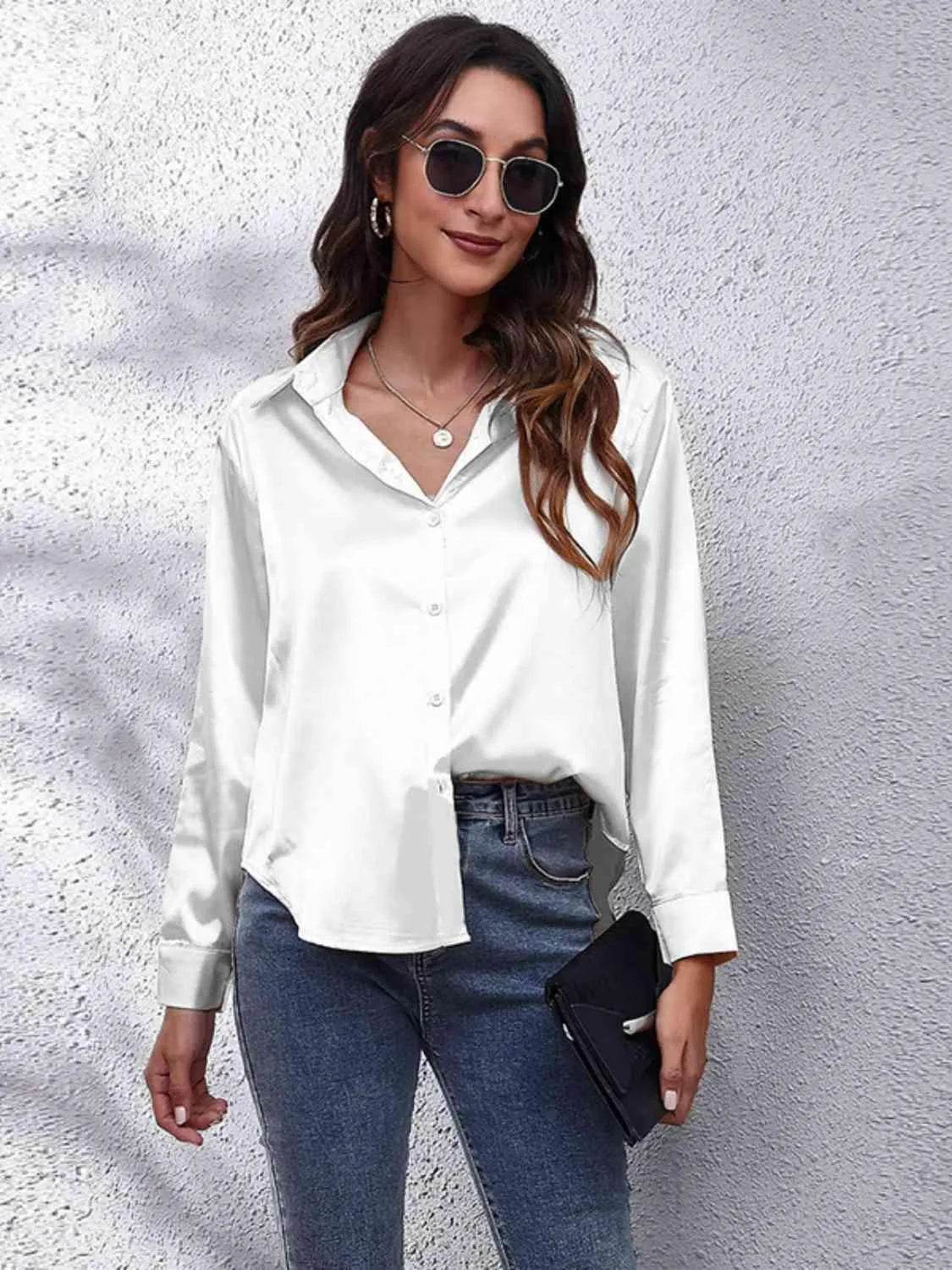 Collared Neck Buttoned Long Sleeve Shirt | Classic Everyday Style – Bona Fide Fashion