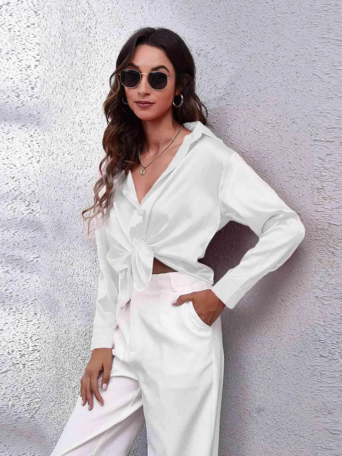 Collared Neck Buttoned Long Sleeve Shirt | Classic Everyday Style – Bona Fide Fashion