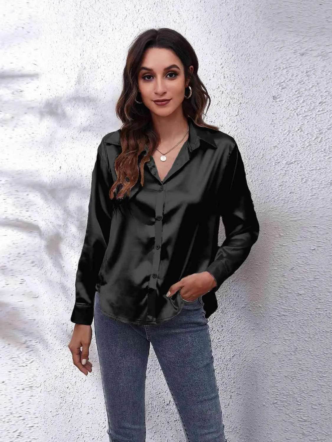 Collared Neck Buttoned Long Sleeve Shirt | Classic Everyday Style – Bona Fide Fashion