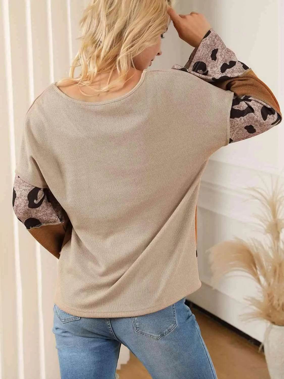 Color Block Leopard V-Neck Blouse | Bold & Trendy – Bona Fide Fashion