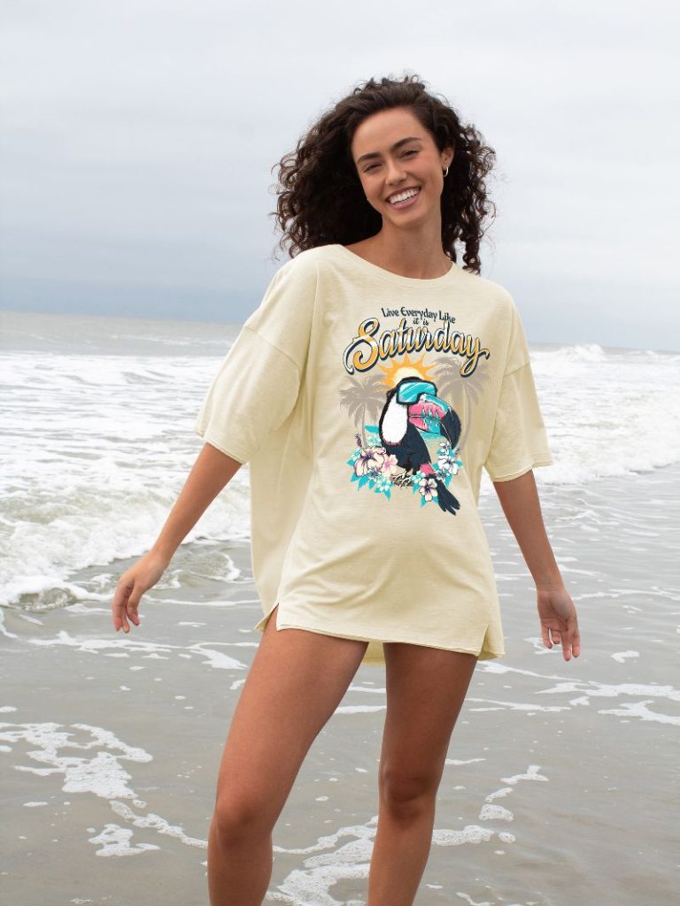 Live Everyday Like It Is Saturday - Parrot - S24 - SS - Fashion Boxy Shirt