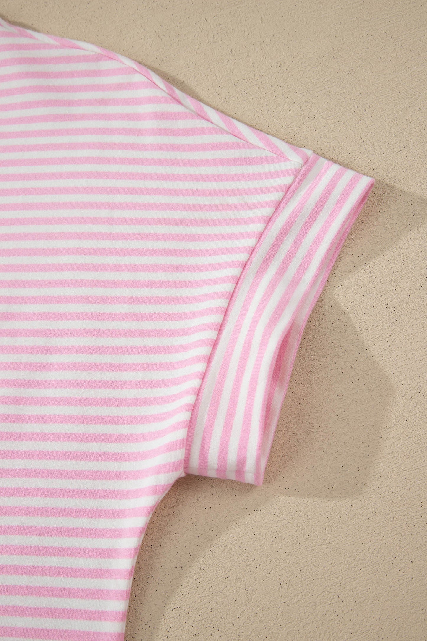 Stripe Mock Neck Cuffed Sleeve Tee Dress