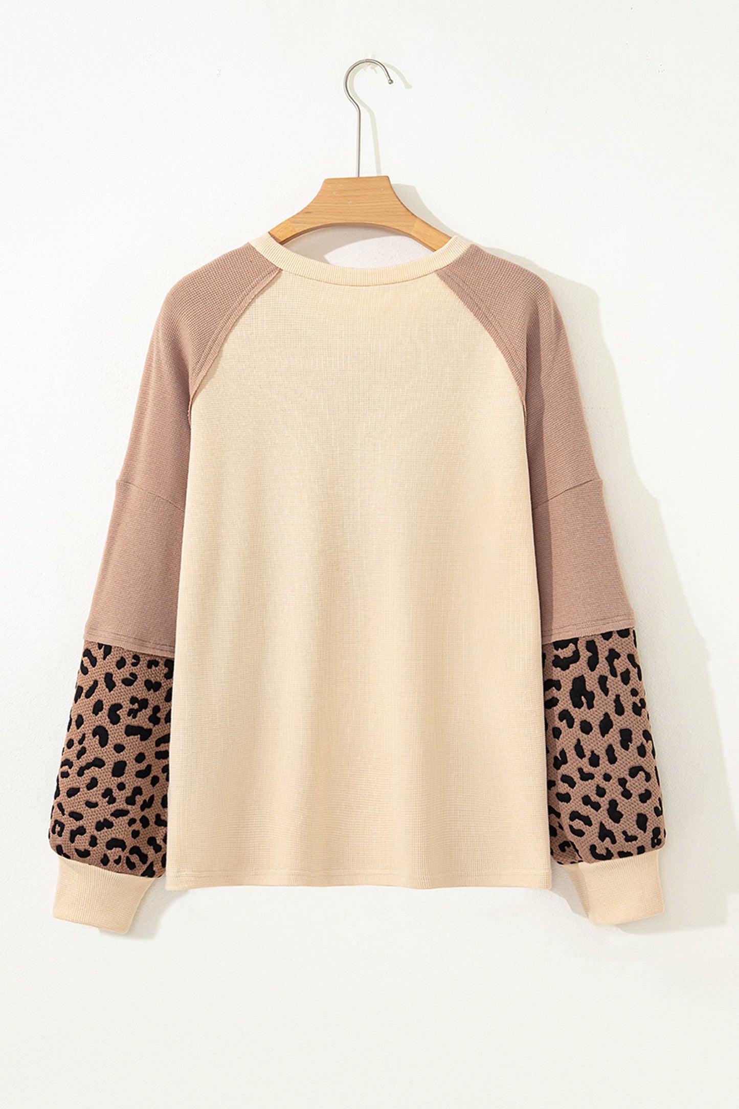 Leopard Star Colorblock Patchwork Textured Baggy Sweatshirt