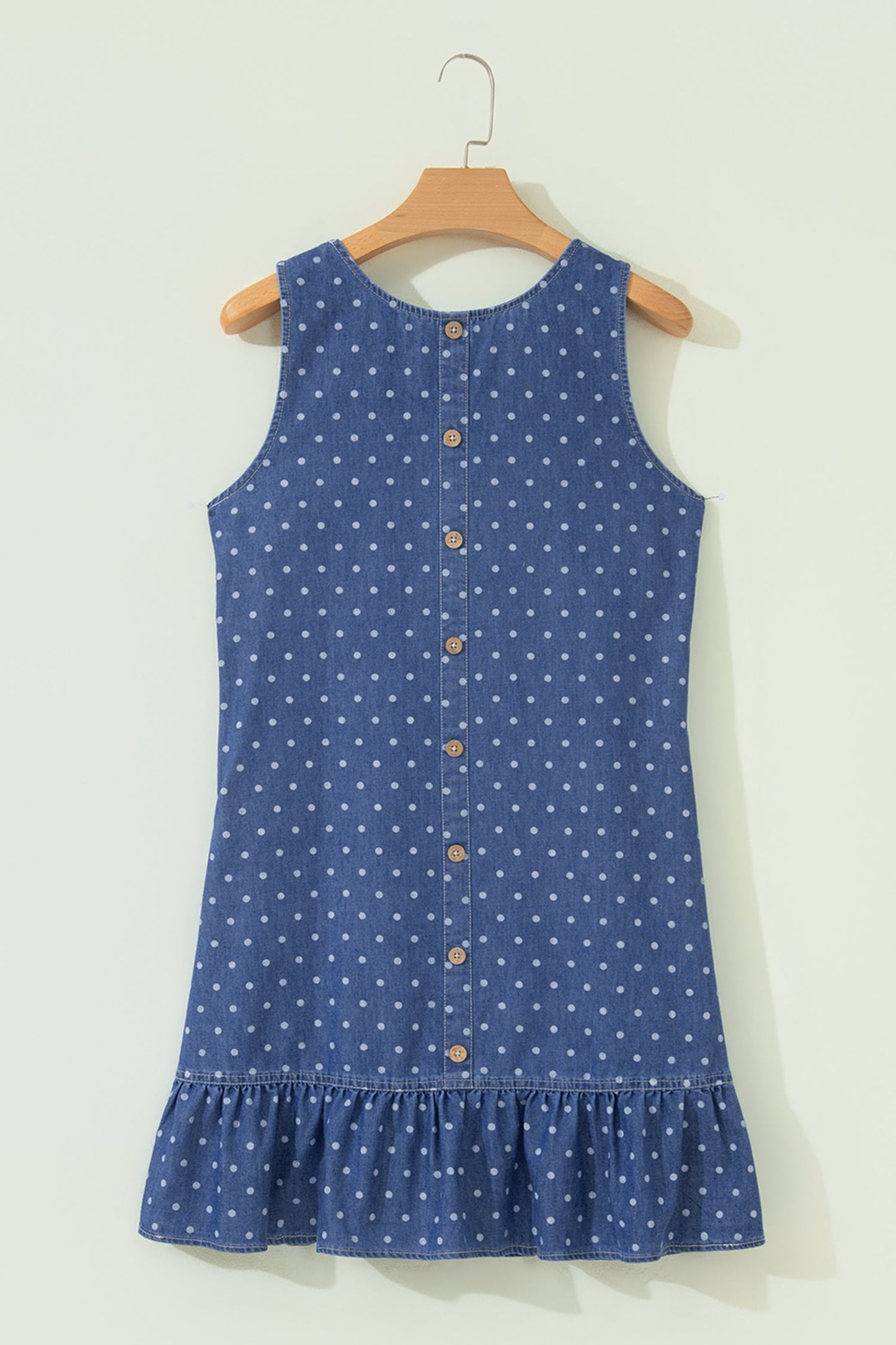 Polka Dot Ruffle Hem Sleeveless Mini Dress
