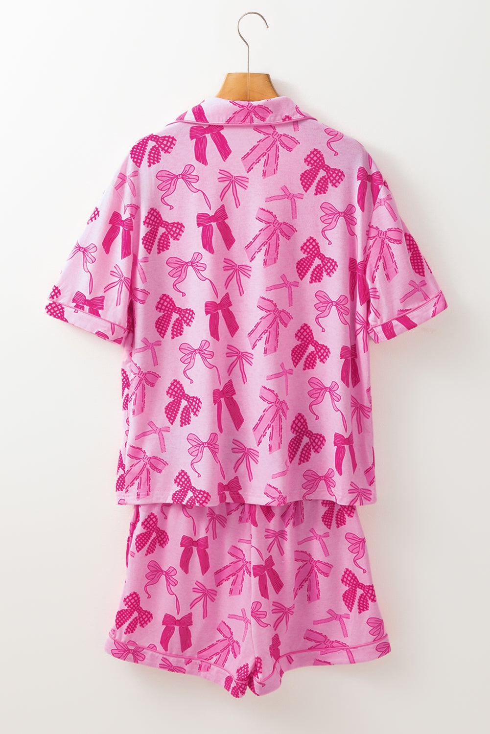 Bow Shirt and Shorts Pajamas Set
