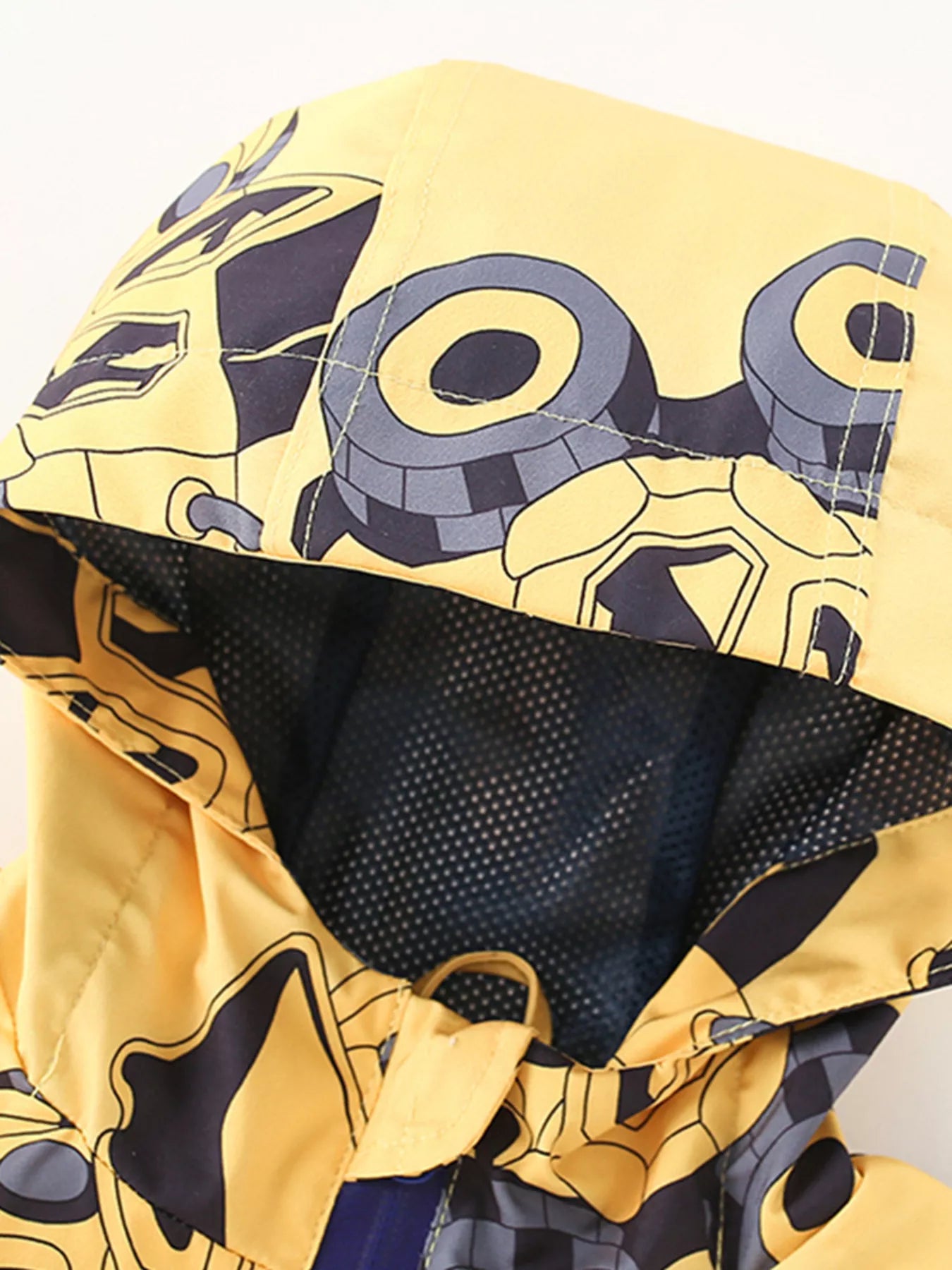 Children's Cartoon Excavator Printed Lightweight Hooded Jacket