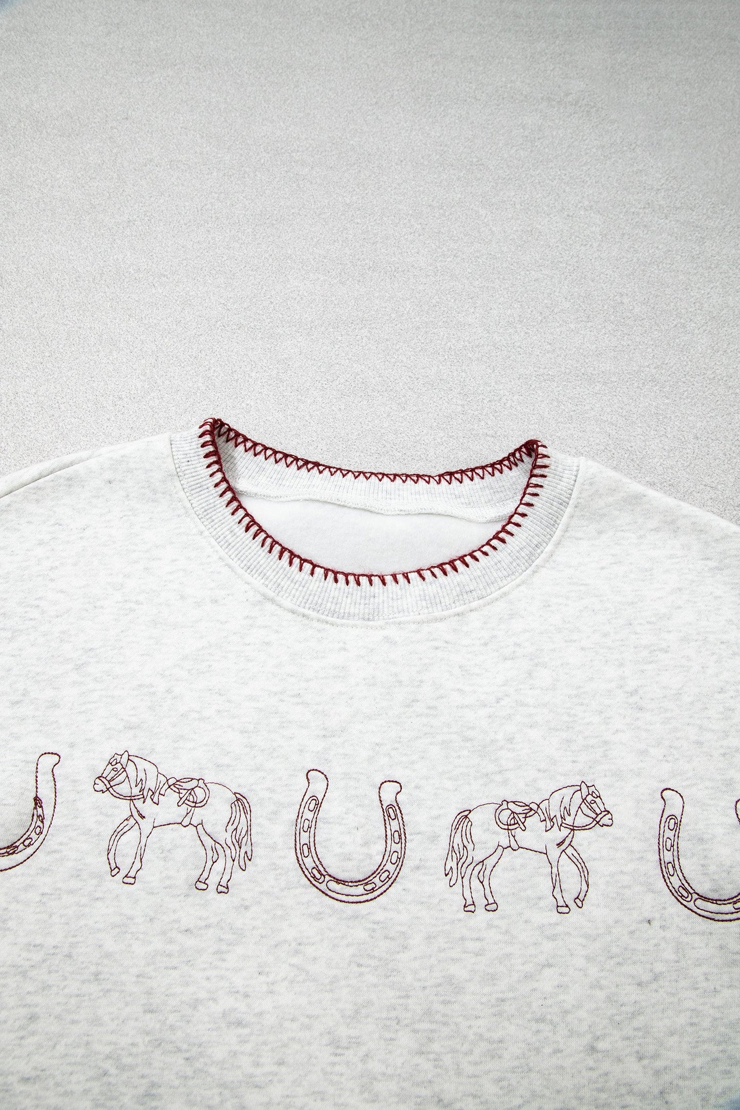 Western Embroidered Round Neck Graphic Sweatshirt