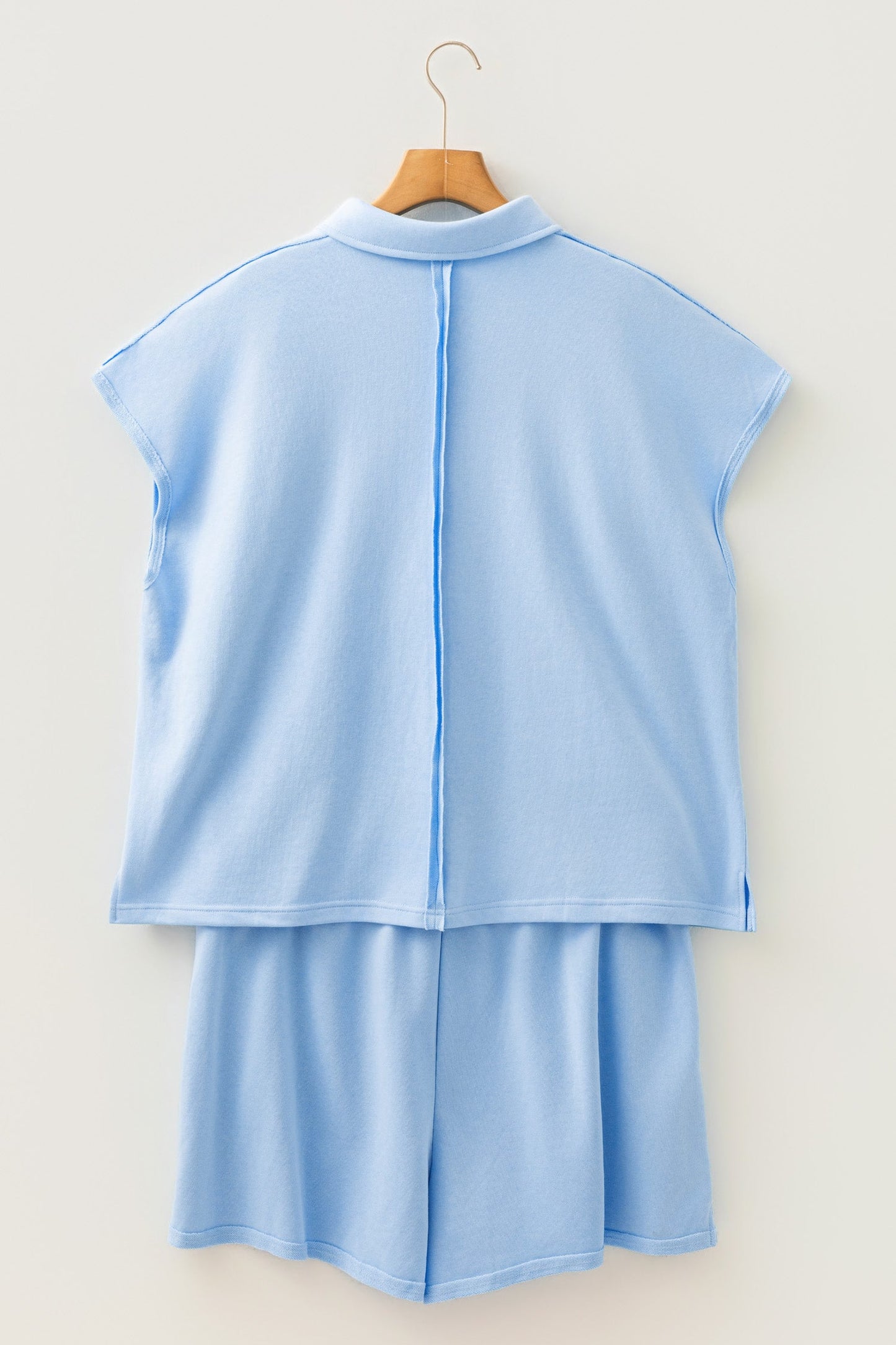Plus Size Solid Polo Tee & Elastic Waist Shorts