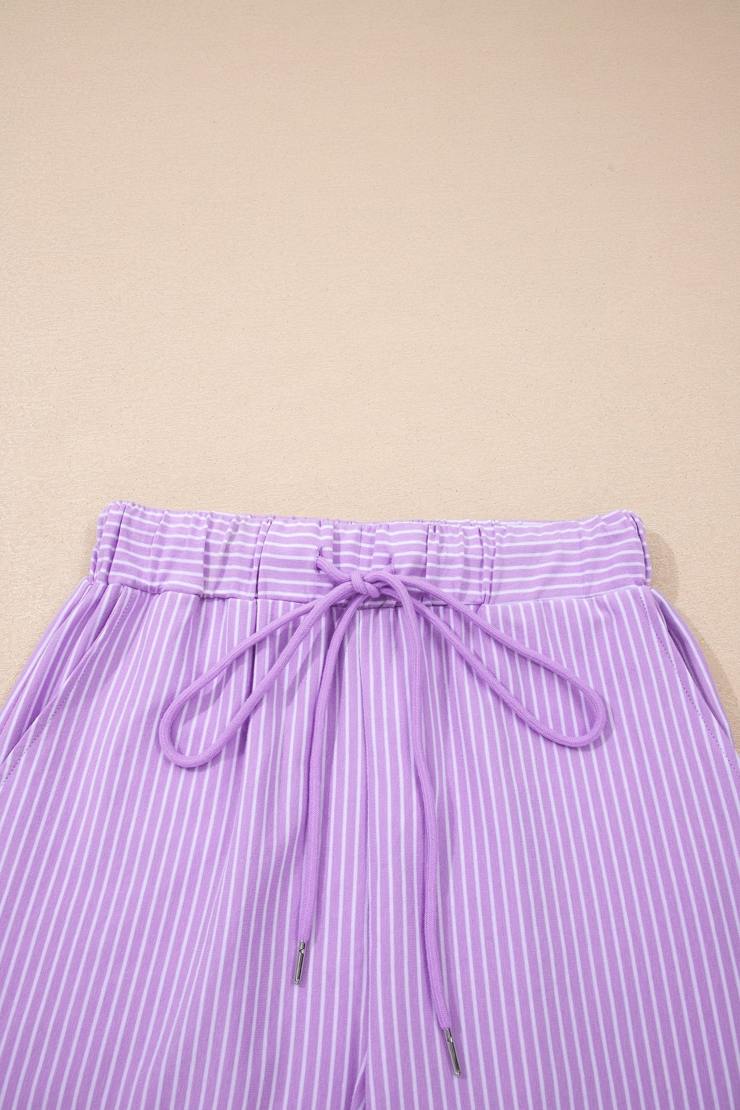 Stripe Dolman Sleeve Polo Shirt & Drawstring Shorts Set