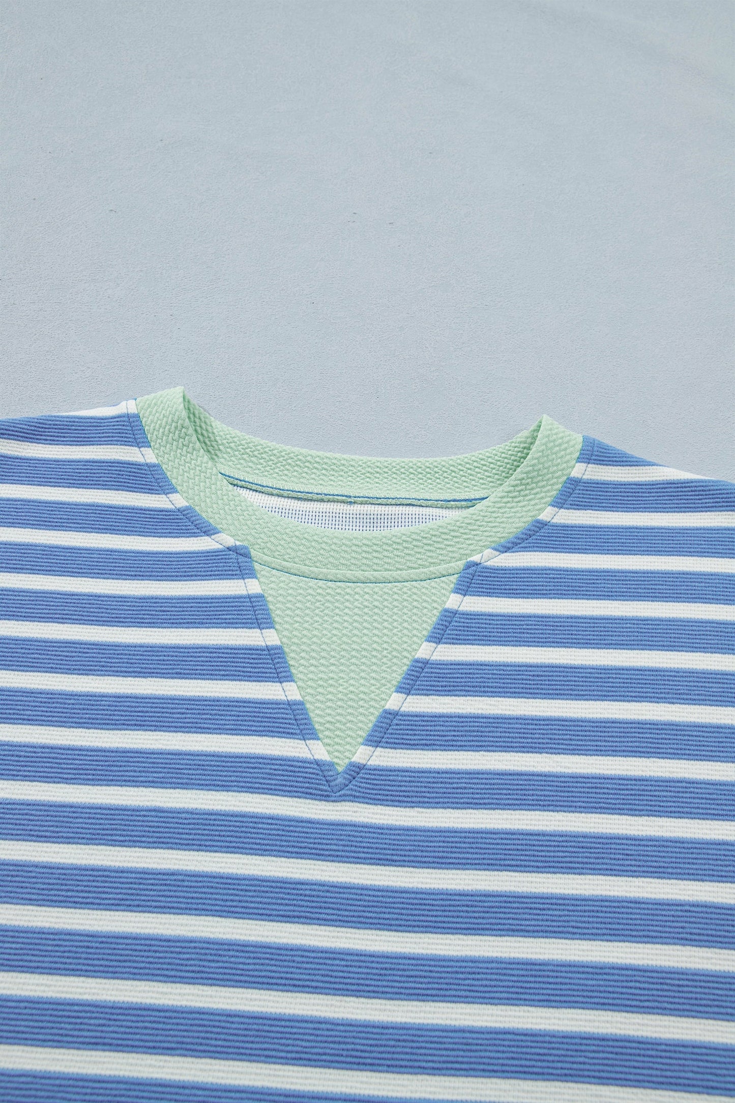 Stripe Contrast Trim Short Sleeve Top