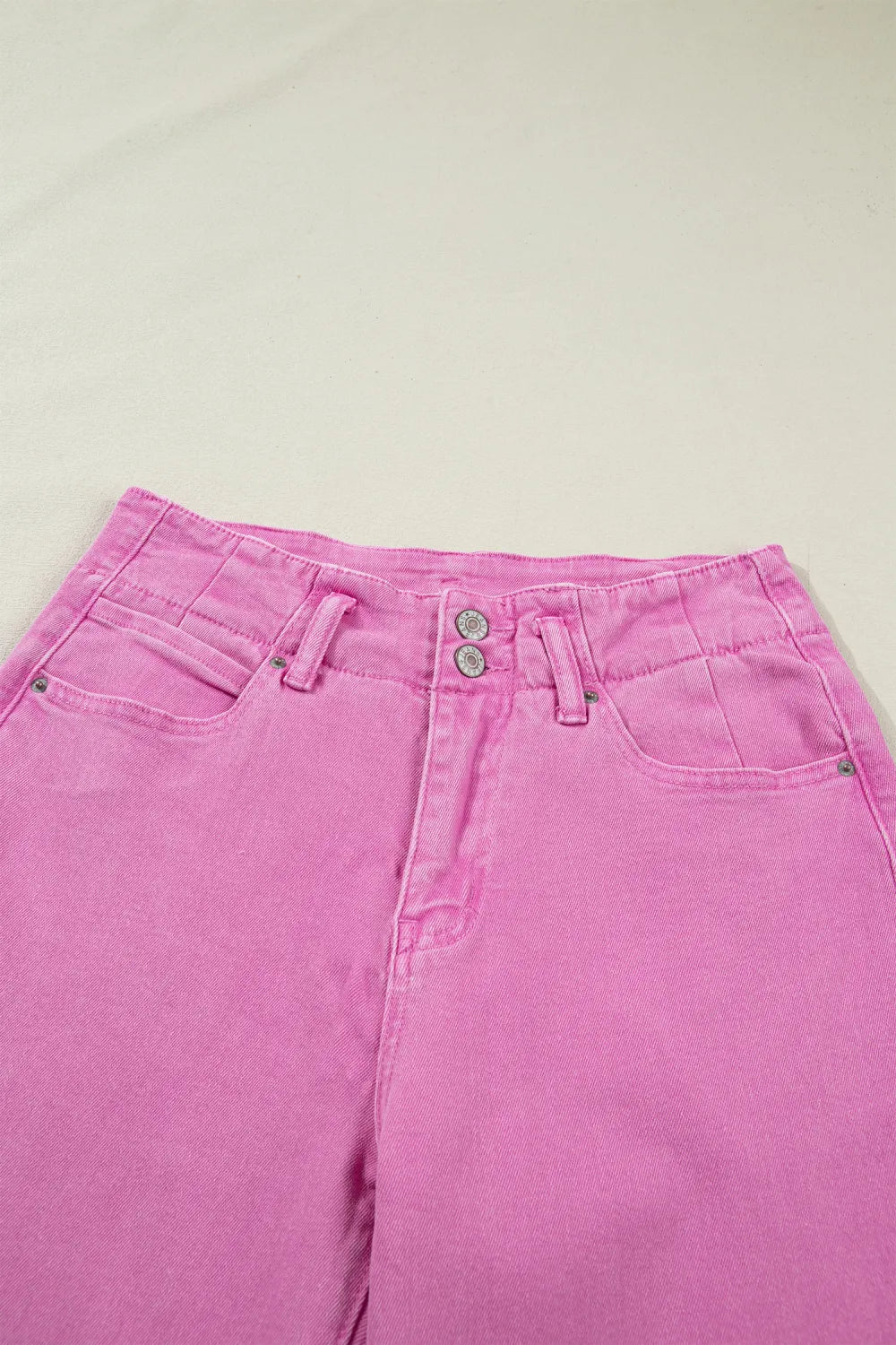 Denim 2-Button High Waist Wide Leg Jeans