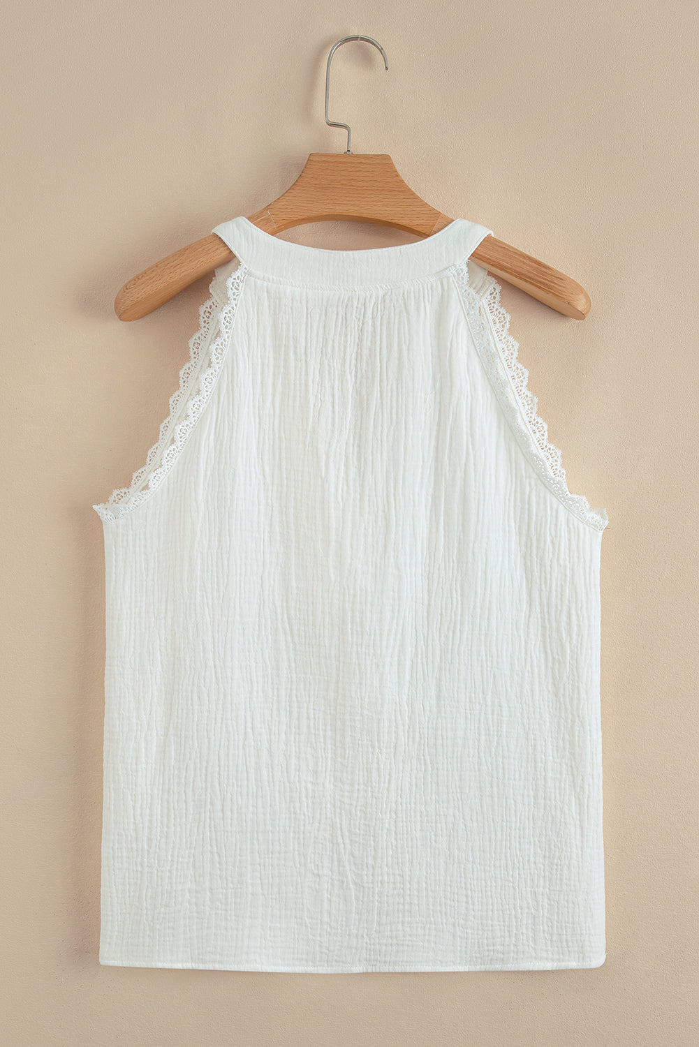 Gauze Lace Trim Sleeveless Top