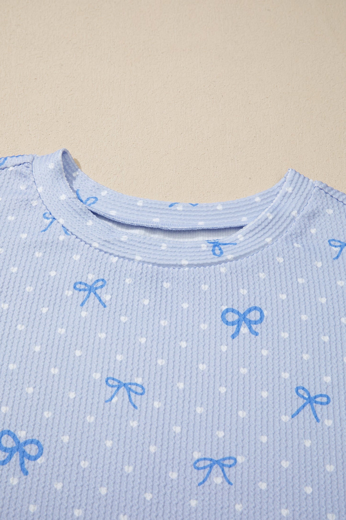 Polka Dot Heart Bow Top & Elastic Short Set