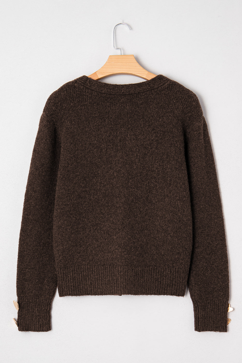 Heart Metal Button V-Neck Knit Cardigan