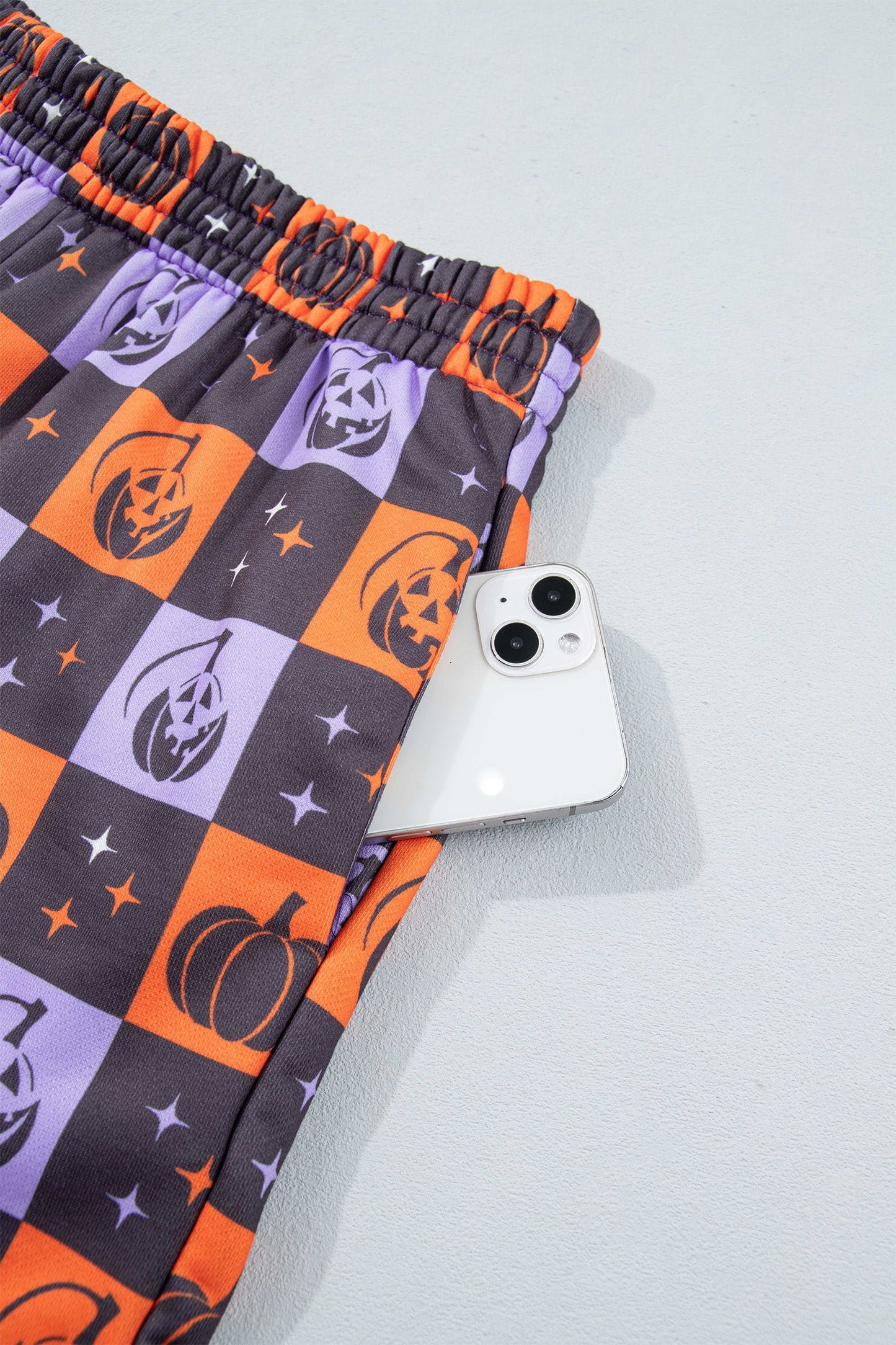 Halloween Witch Long Sleeve Top & Checker Shorts Set