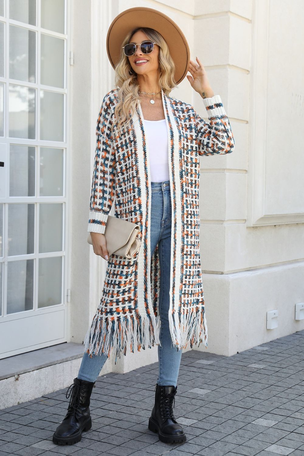 NicholesGifts Women Open Front Fringe Hem Cardigan