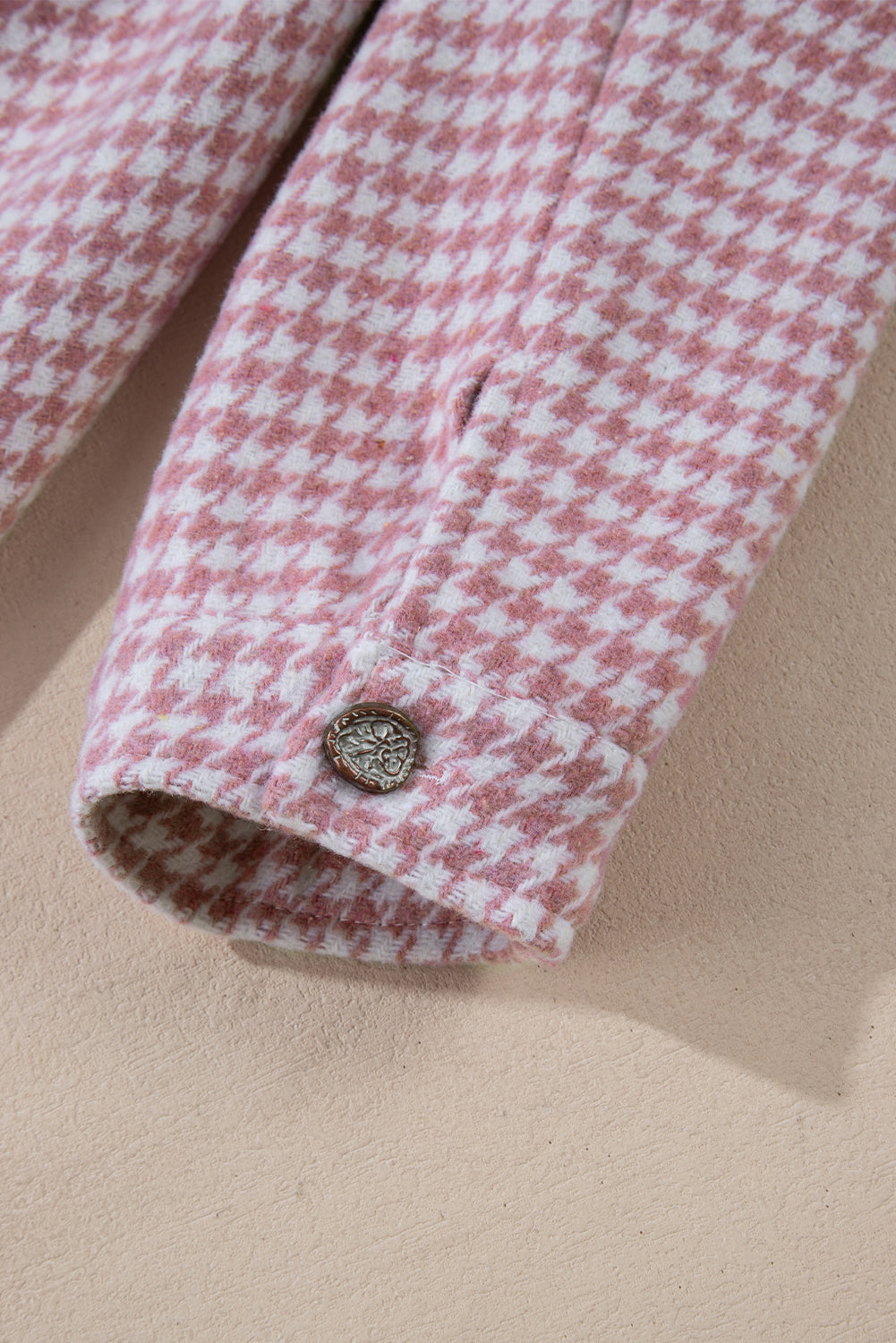 Houndstooth Colorblock Textured Patchwork Shacket