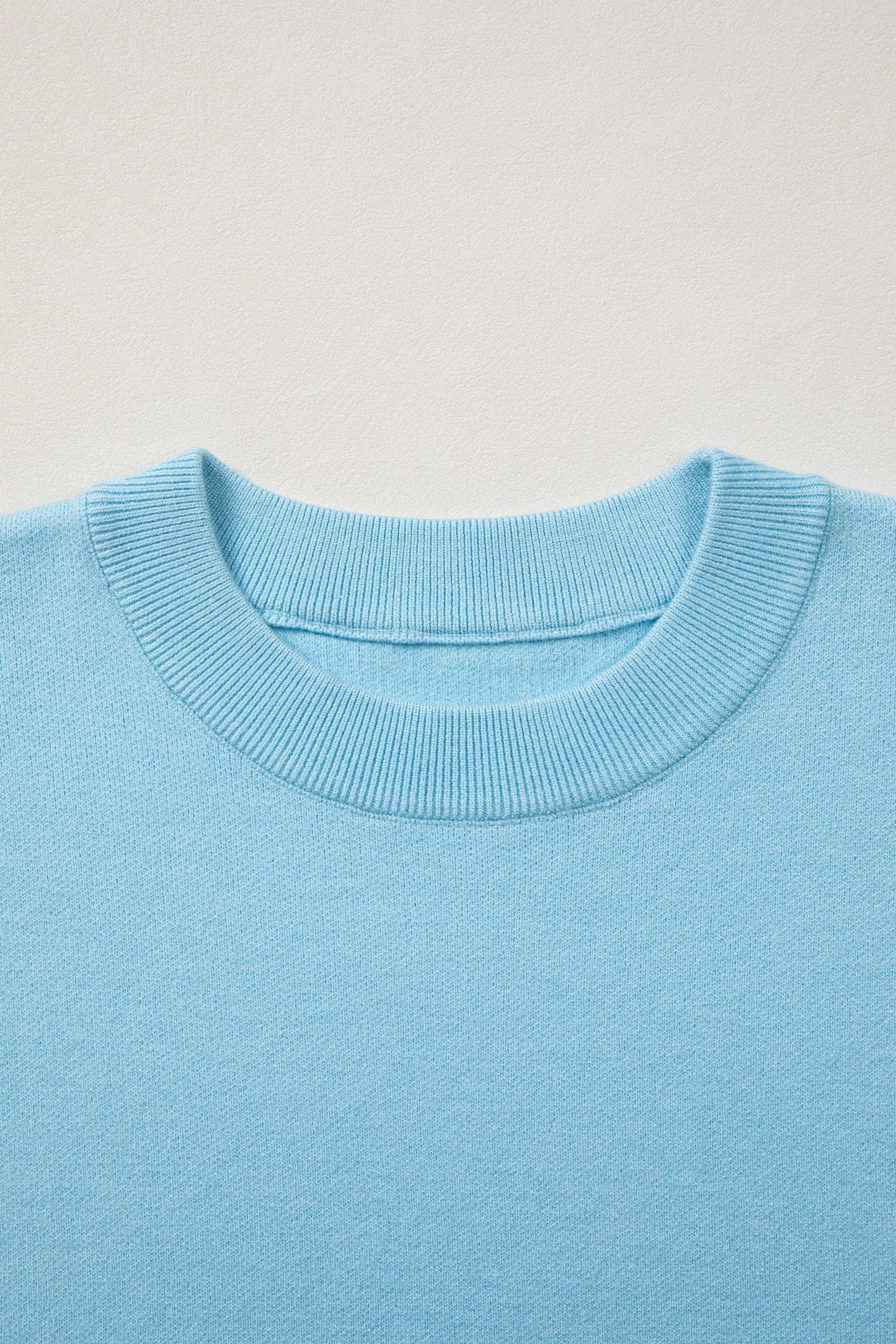 Solid Scalloped Hem 3/4 Sleeve Sweater Top