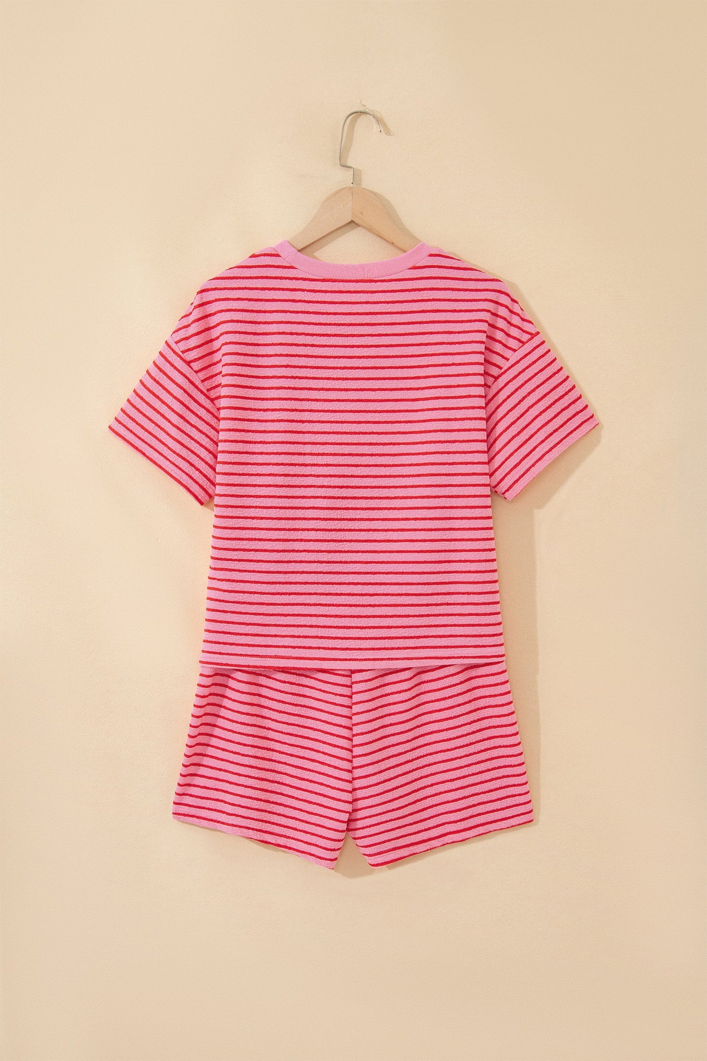 Stripe Side Split Tee & Drawstring Shorts Set