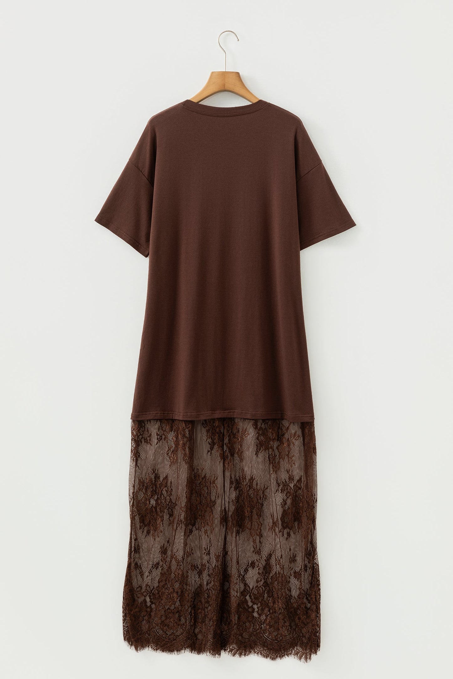 Solid Lace Patchwork Short Sleeve Maxi Dress