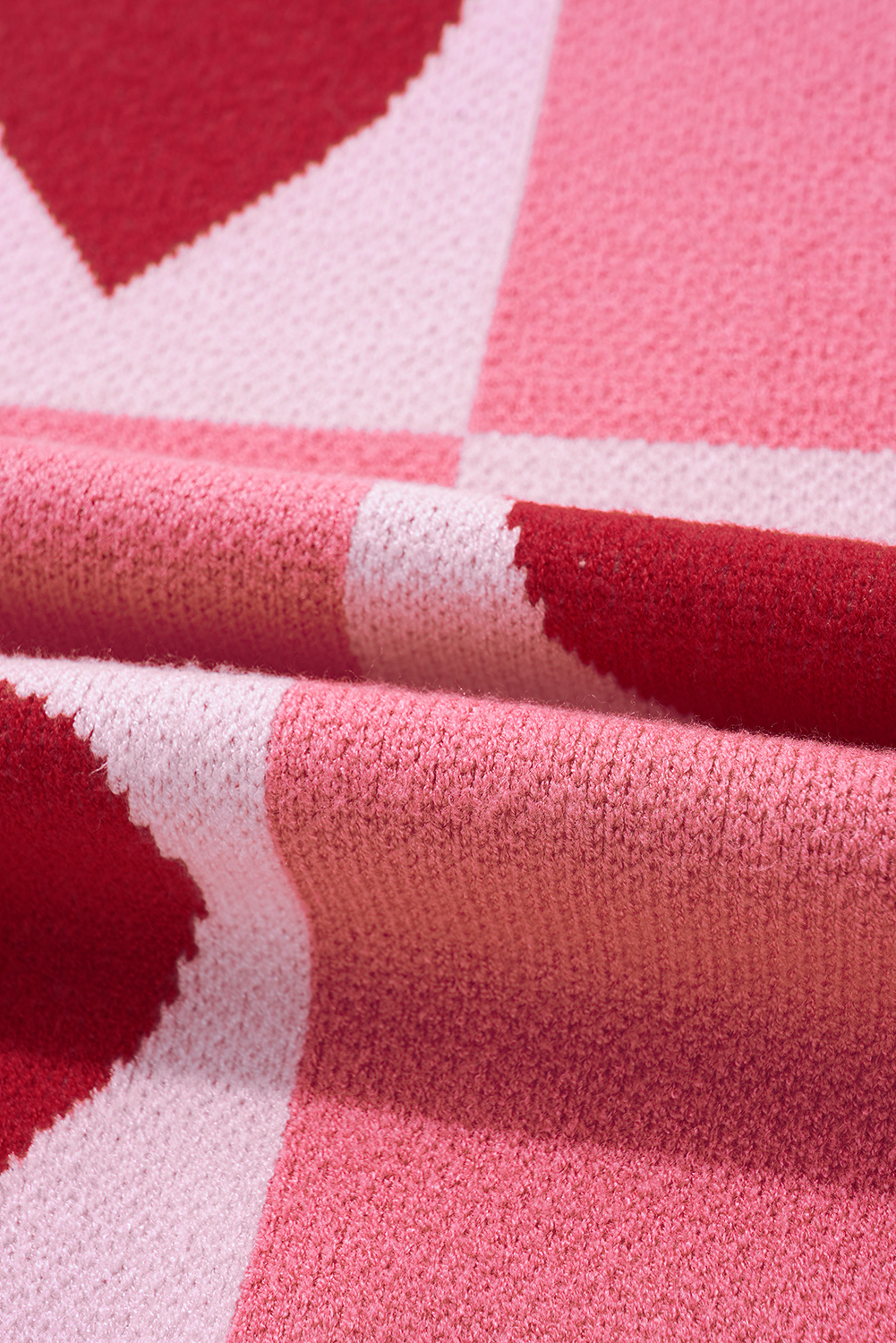 Plus Size Valentine Heart Checker Mock Neck Sweater