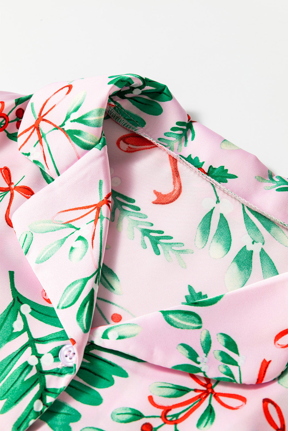Christmas Berries Satin Shirt and Pants Pajama Set