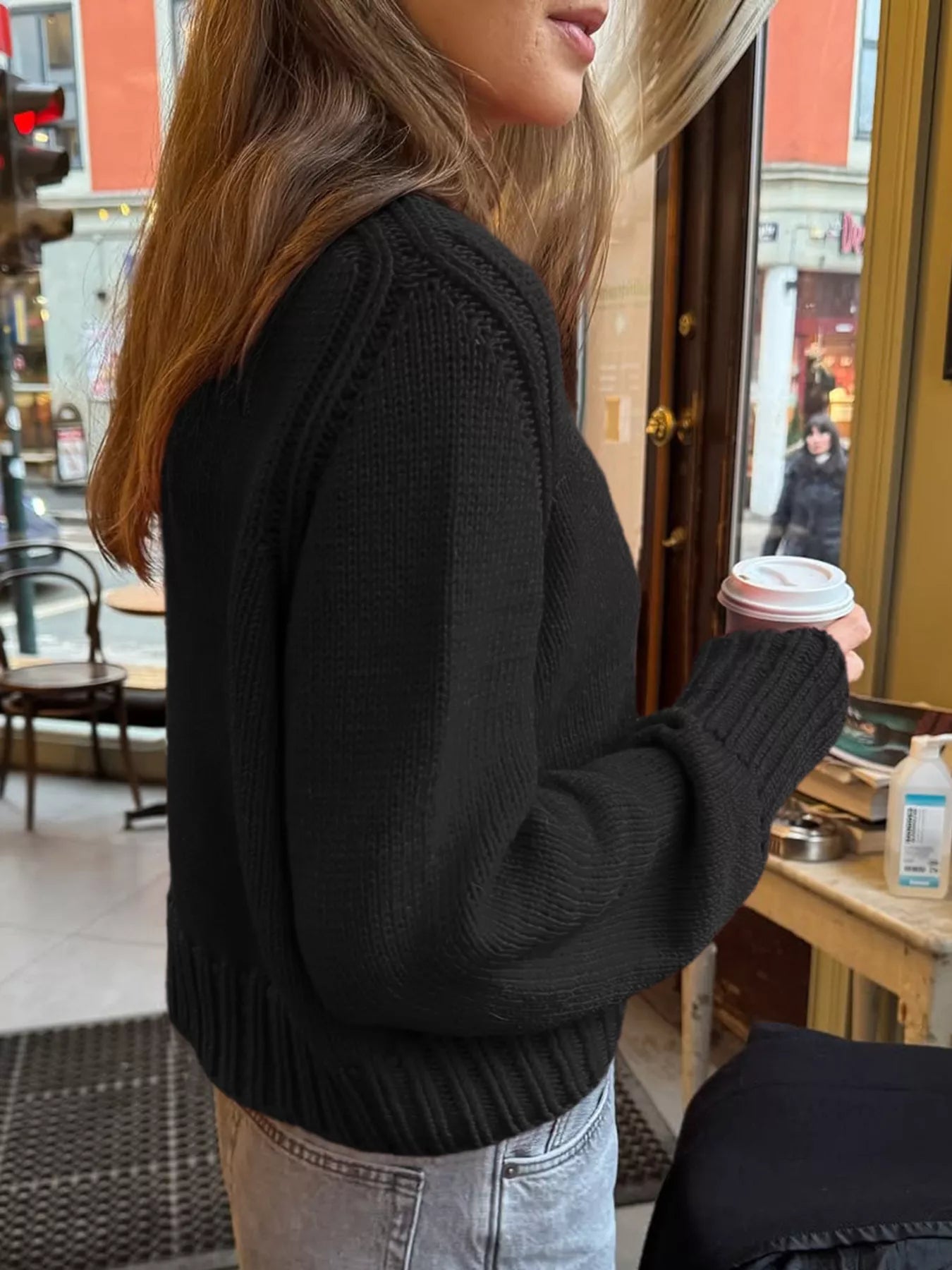Ribbed Round Neck Sweater