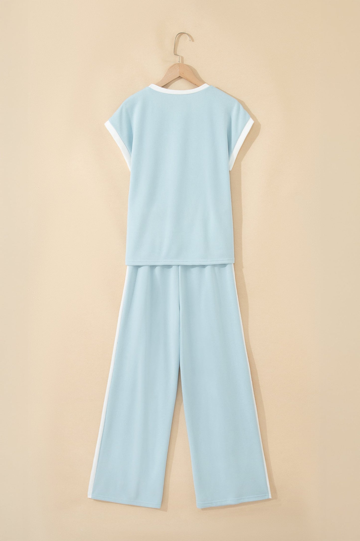 Contrast Trim Boxy Tank & Wide Leg Pants Set