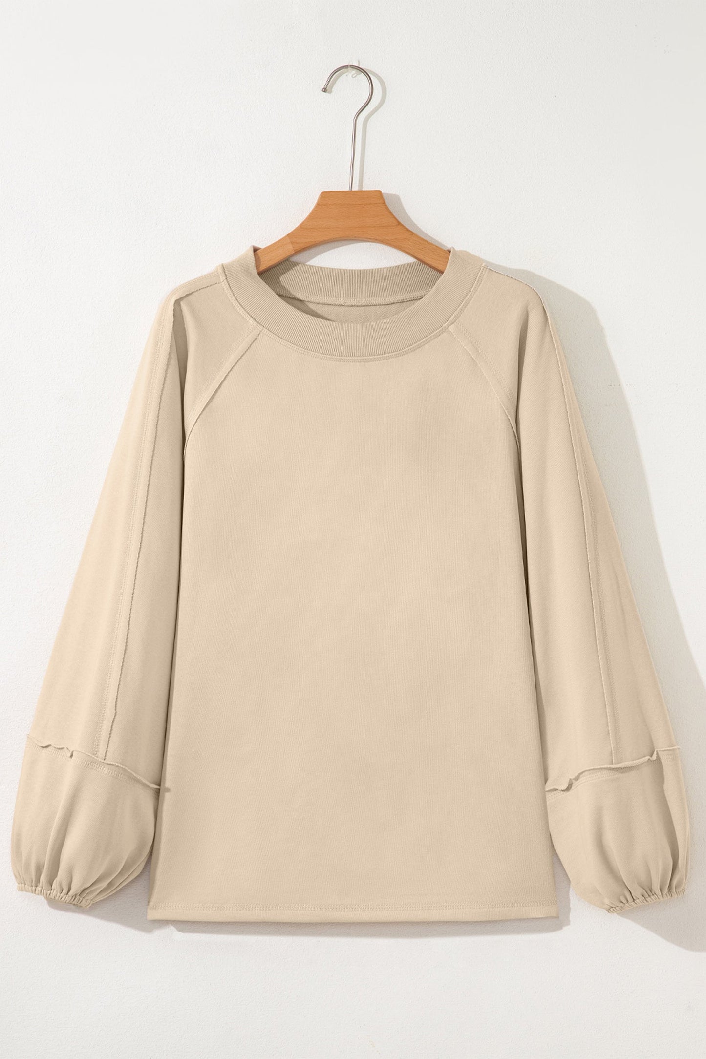 Solid Raw Seam Patchwork Baggy Sweatshirt