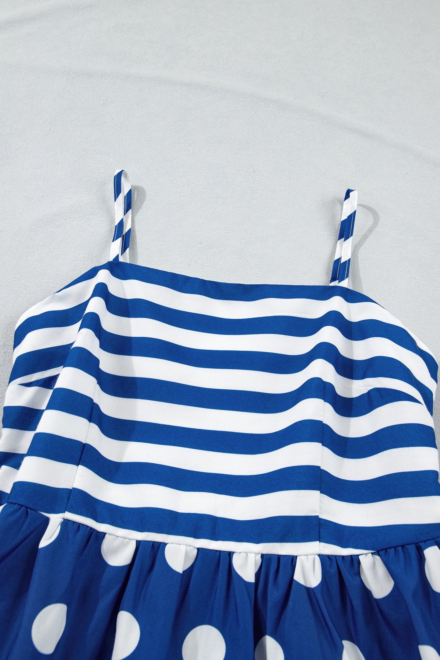 Stripe Polka Dot Patchwork High Waist Maxi Dress