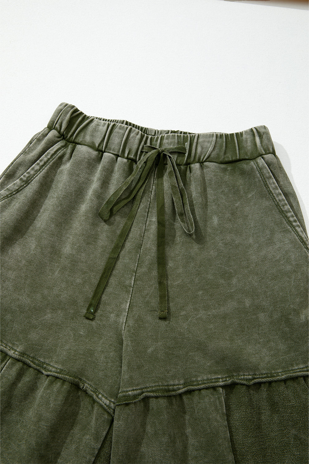 Mineral Wash Tiered Drawstring Wide Leg Pants
