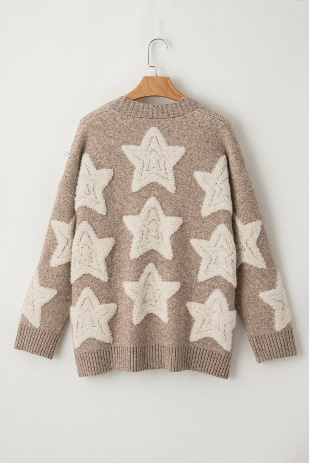 Women Star Button Up Long Sleeve Cardigan