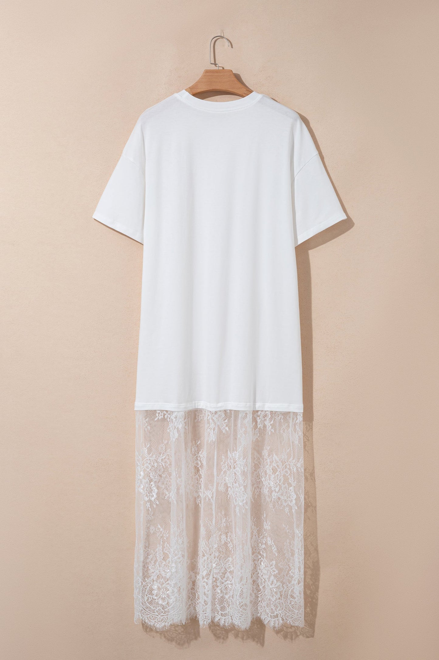 Solid Lace Patchwork Short Sleeve Maxi Dress