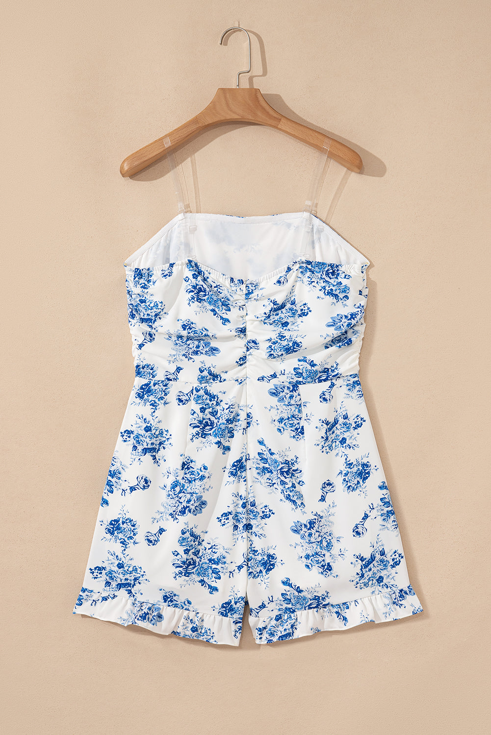 Floral Ruffle Strapless Romper