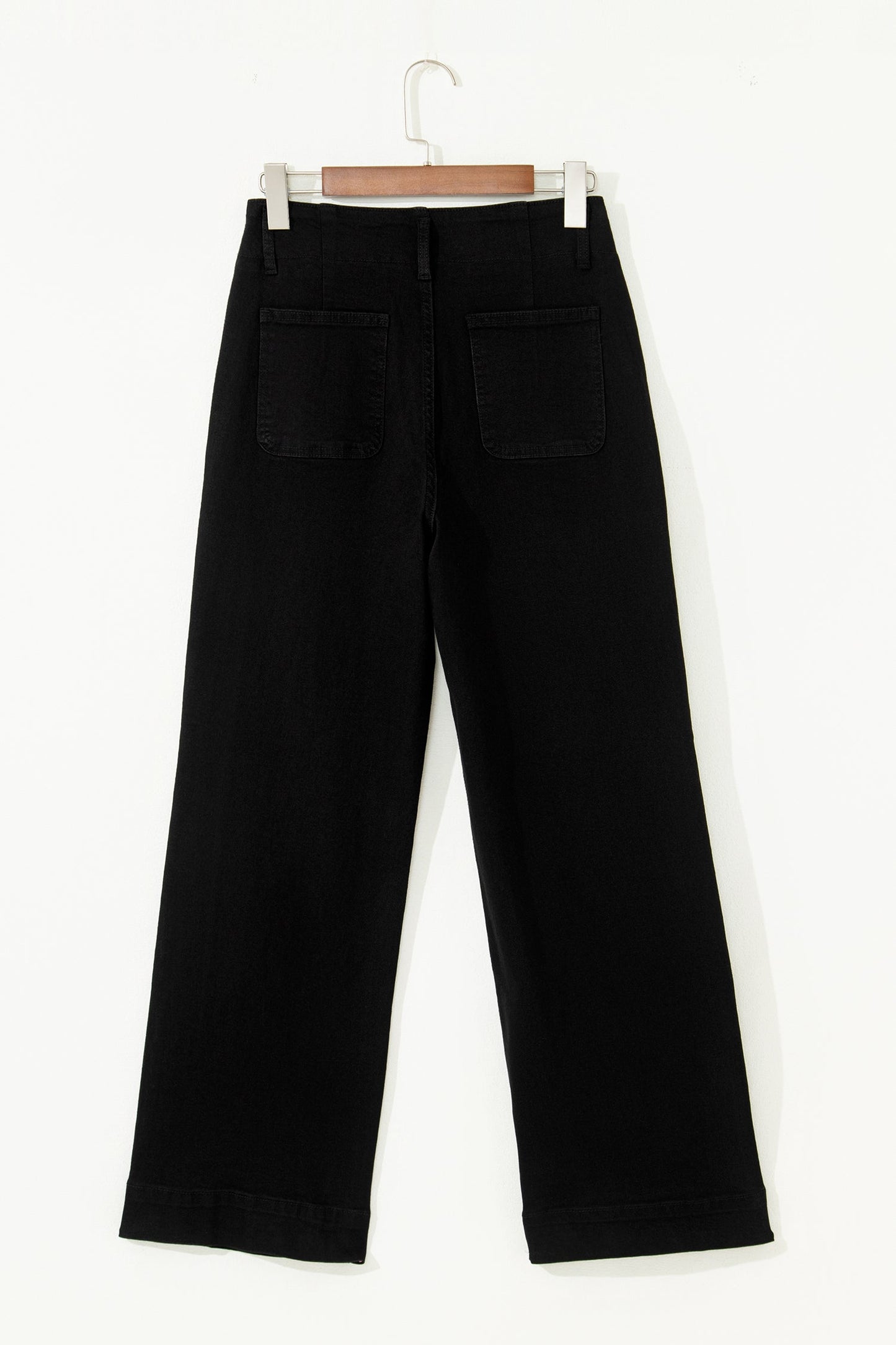 Denim 2-Button High Waist Wide Leg Jeans