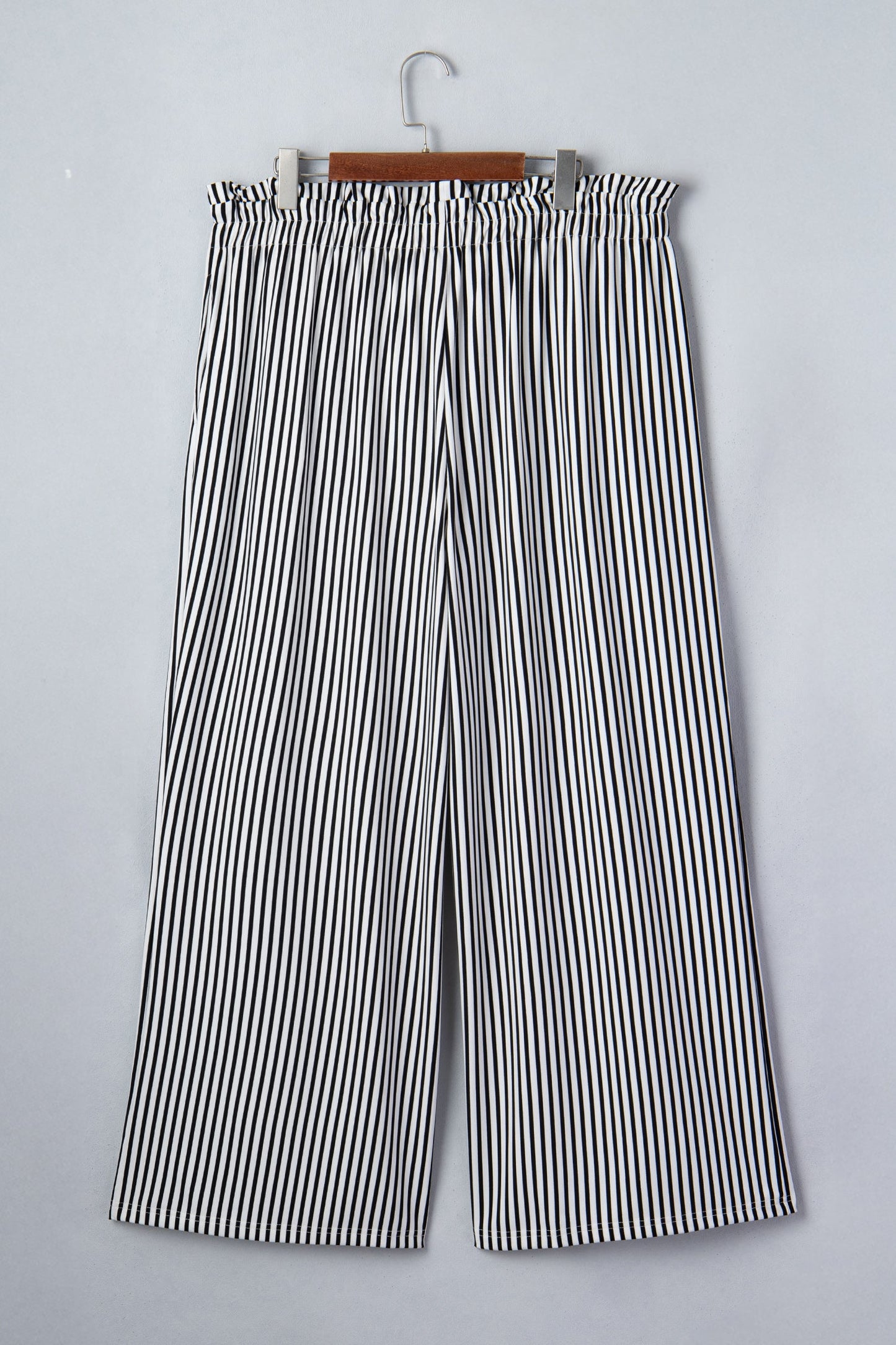 Plus Size Stripe Tie Waist Straight Pants